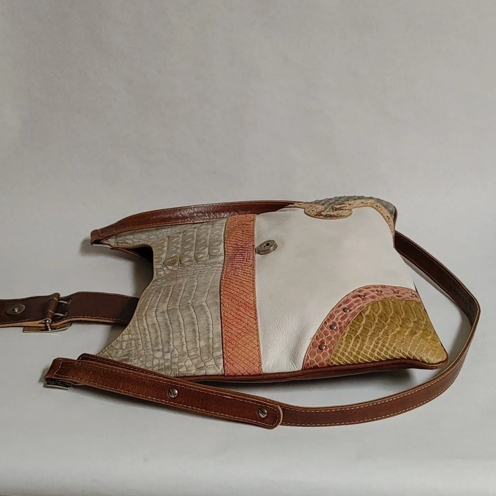 Vintage TOUS Flat Cross Shoulder Cobra & Crocodile Embossed Bag - Picture 8 of 15